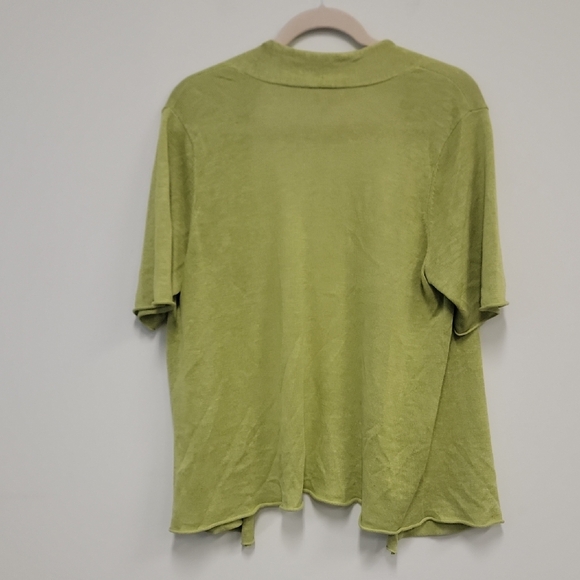 Eileen Fisher Chartruese Green Knit Linen Sweater - Picture 7 of 15